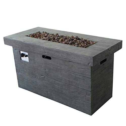 Christopher Knight Home Custer Outdoor Rectangular Fire Pit - 40,000 BTU, Grey