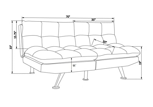 PSHYD Sectional Sofa Casual Futon Sofa Bed with Metal Chrome Legs (70