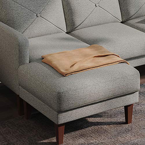 Belffin Convertible Sectional Sofa Couch with Ottoman Reversible L Shaped Sofa Couch Set in Fabric Grey