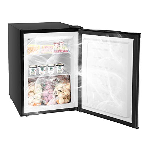 AC115V/60Hz 60L/ 2.1 CU.FT Single Door Vertical Freezer Stainless Steel Panel for Home & Office Black