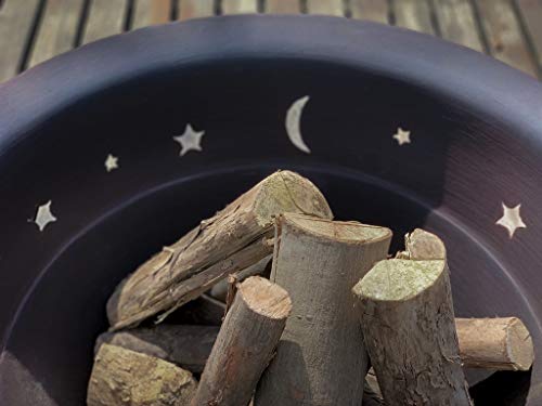 WeCooper Outdoor Heavy Duty Cast Iron Fire Pit, 29 Inch Large Deep Bonfire Pit, Patio & Backyard, Spark Screen, Grate and Poker, Wood Burning, Marshmallow Roasting Campfire, Black and Rust