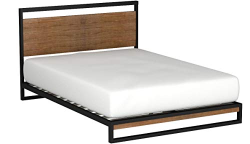 ZINUS Suzanne 37 Inch Metal and Wood Platform Bed Frame / Solid Wood & Steel Construction / No Box Spring Needed / Wood Slat Support / Easy Assembly, Chestnut Brown, Full