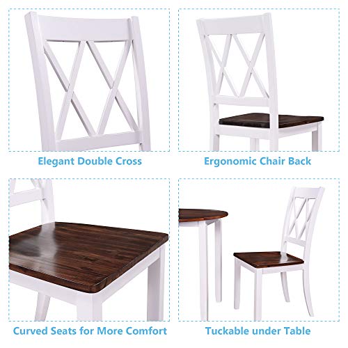 Harper & Bright Designs Dining Table Set - 5 Piece Round Dining Set with 4 Chairs Wood Dining Table Set