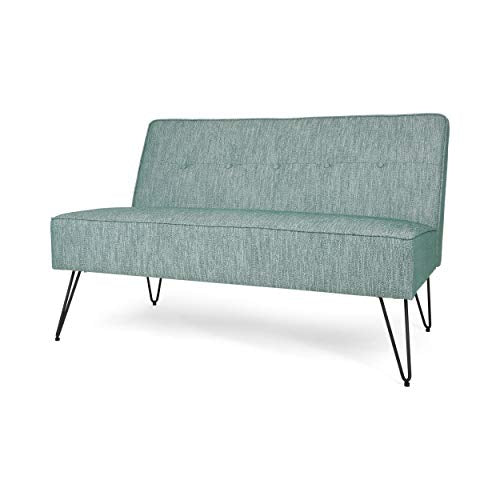 GDFStudio Christopher Knight Home Simona Modern Fabric Settee with Hair Pin Legs, Green, Texture