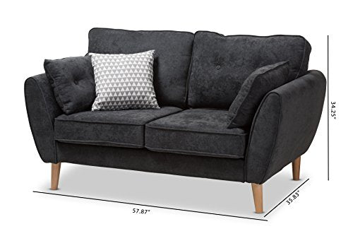 Baxton Studio Manuela Loveseat, Dark Grey
