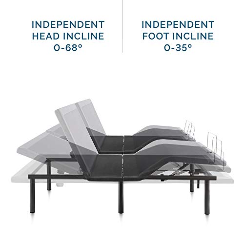 LUCID L600 Adjustable Bed Base Frame - With Massage Features - Bluetooth Compatible with Companion App - Head and Foot Incline - Under Bed Lighting - Dual USB Charging Stations - Twin XL
