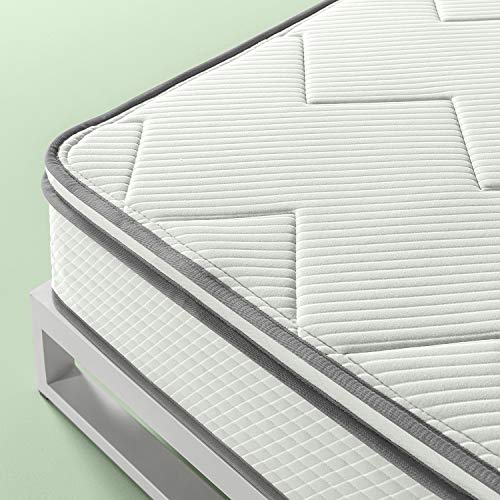 Zinus 10in Charcoal Euro Top Bonnel Spring Mattress, Twin