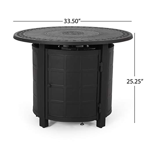 Christopher Knight Home 312971 Richie Outdoor Round Aluminum Fire Pit, Matte Black