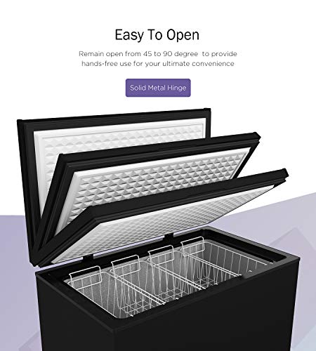 ADT Chest Freezer with Dry Erase Board 4 Removable Baskets 7 Temperature Settings (Black, 7.0 Cubic Feet)