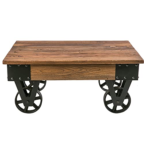 Betos Harper&Bright Designs Solid Wood Coffee Table with Metal Wheels