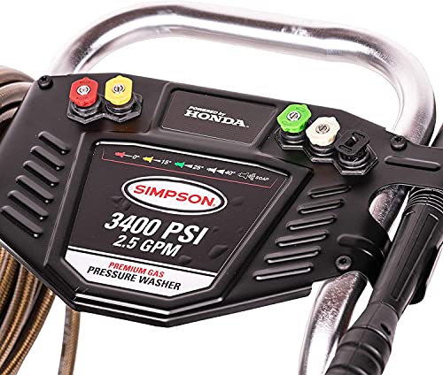 SIMPSON Cleaning ALH3228-S Cleaning ALH3228 3400 PSI at 2.5 GPM Gas Powered by HONDA GX200 Pressure Washer, Red