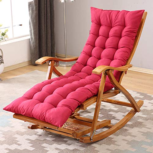 Recliner Breathable Steamer Relaxer Rocking Chair Zero Gravity Lounger Bamboo Neck Pillow Acacia Wood 100 X 20 X 60 cm for Office Lunch Break Outdoor