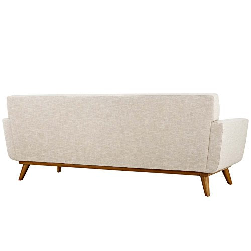 Modway Engage Mid-Century Modern Upholstered Fabric Sofa in Beige