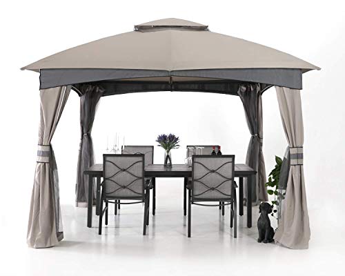 ABCCANOPY 9' x 9' Gazebos Patio Garden Gazebo with Mosquito Netting,Double Soft-top (Light Gray)