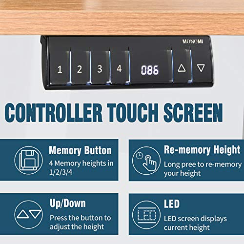 Electric Height Adjustable Standing Desk, 55 x 28 inches Stand up Desk, Sit Stand Home Office Table (Oak Top/White Frame)