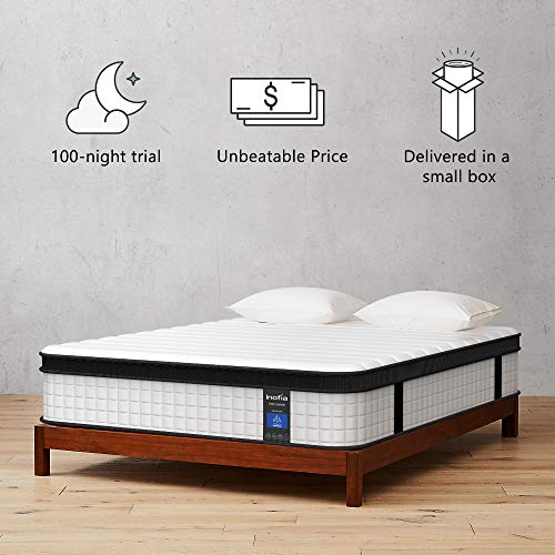 Inofia King Mattress, 10 Inch Hybrid Innerspring King Mattress in a Box, Cool Bed with Breathable Soft Knitted Fabric Cover