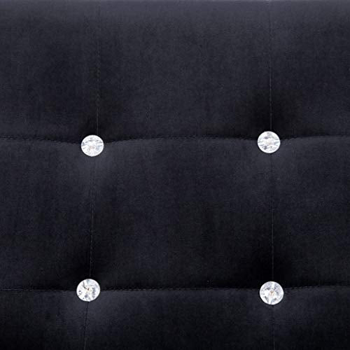 2-Seater Sofa with Armrests | Modern 2-Seat Sofa Couch with Metal Legs | Polyester Living Room Sofa with Wooden Frame | Black Velvet with Chrome Legs 44.9
