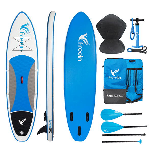 Freein 10' Inflatable Kayak Package Dual Action Pump Triple Fins White New