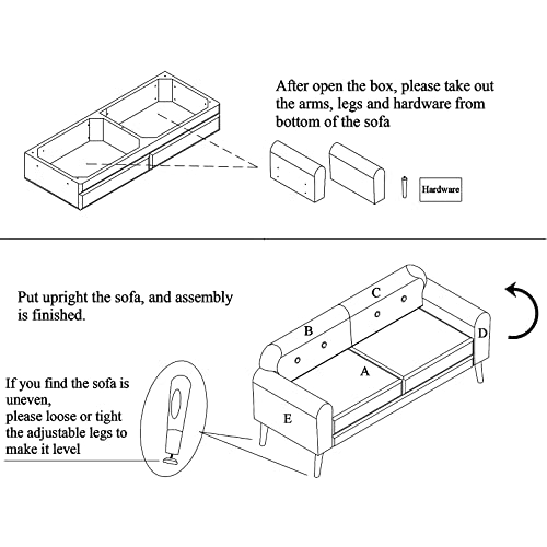 Beige Mid-Century Modern Velvet Sofa Polyester Fabric Loveseat for Living Room, Beige