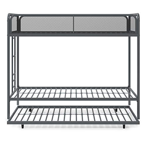 DHP Triple Metal Bunk Bed Frame, Gray, Twin