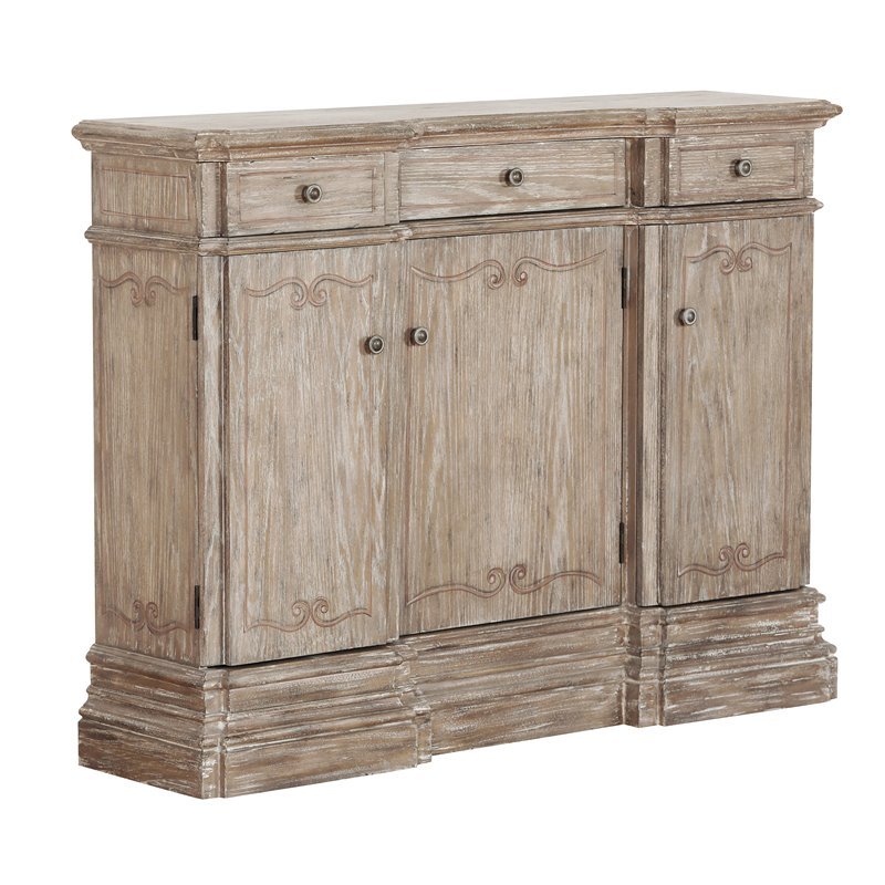 Three Door Sideboard with Interior Storage in Rustic Brown