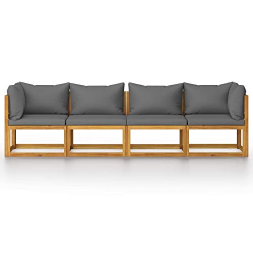 4-Seater Sofa Apply to use Garden Furniture Lounge,Modern SectionalCouch Solid Acacia Wood with Cushion