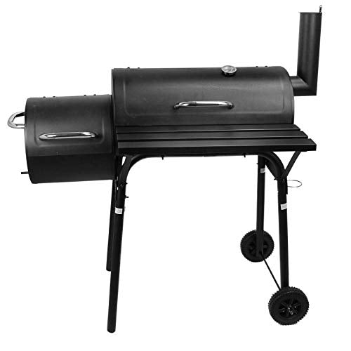 CJ Online Shop Large Charcoal Grill Outdoor Portable Barbecue Offset Smoker BBQ Camp Grilling Cooking Smoking Wood Fuels Two Wheels