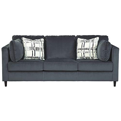 Signature Design by Ashley Kennewick Contemporary Upholstered Sofa with 4 Accent Pillows, Gray