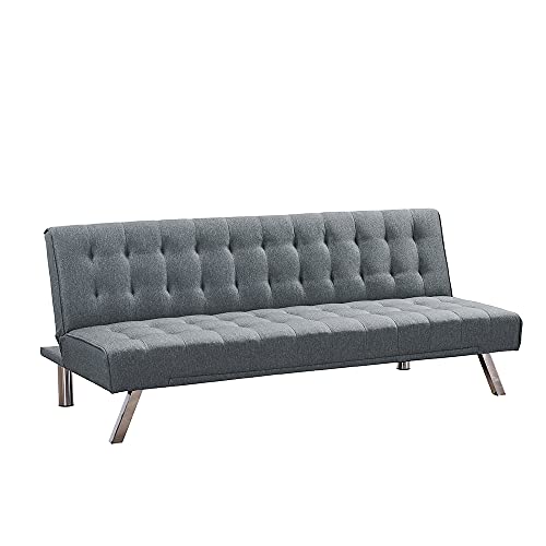 Olodumare Futon Sofa Bed, Upholstered Convertible Folding Sleeper Recliner for Living Room (Light Grey)