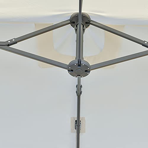 Outsunny 14ft Patio Umbrella Double-Sided Outdoor Market Extra Large Umbrella with Crank, Cross Base for Deck, Lawn, Backyard and Pool, Off-White