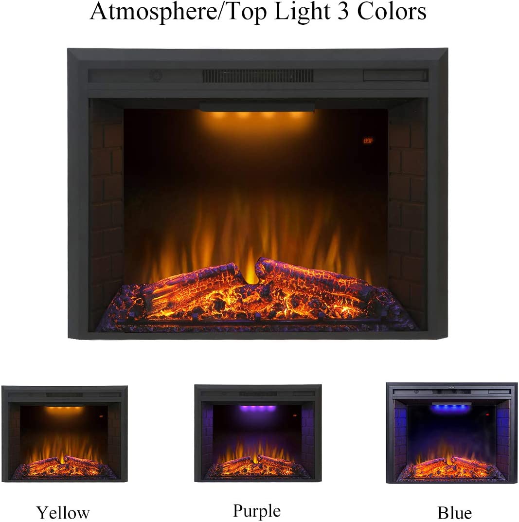 Valuxhome EF36T 36 in. 750/1500W Electric Fireplace Insert with Remote Black New