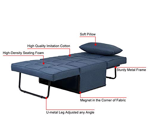 Folding Sleeper Bed Foldable Ottoman Chair Bed with 4.8