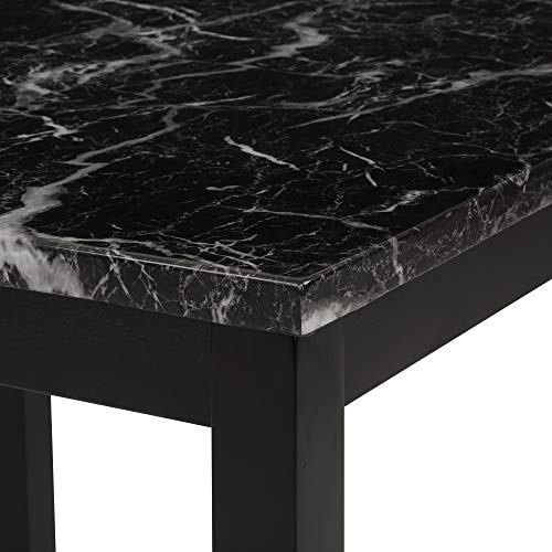 Harper & Bright Designs 5-Piece Kitchen Table Set Faux Marble Top Counter Height Dining Table Set with 4 Black Leather-Upholstered Chairs, Black (35