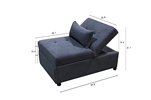 Pannow Folding Ottoman Sleeper Sofa Bed,4 in 1 Ottoman Convertible Chair,Contemporary Faux Leather Sofa Bed,Adjustable Sleeper Couch Guest Bed,Padded Lounge Couch for Living Room Bedroom Small Space