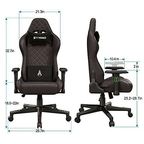 symino Gaming Chair Racing Chair Ergonomic PC Chair Computer Chair with 3D Armrest, Vintage Style PU Leather Office Chair(Brown)