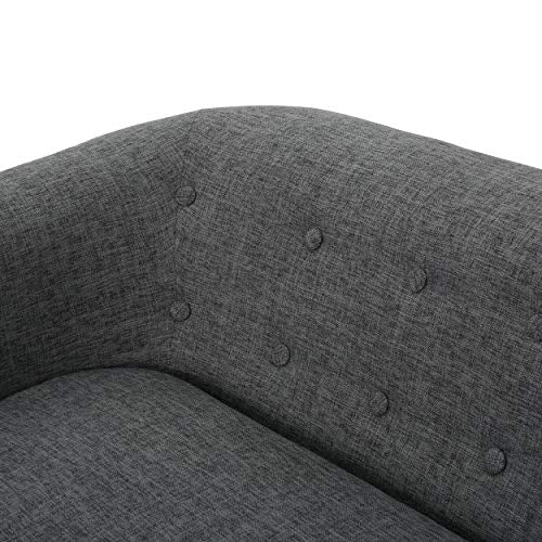 Althea Button Back Mid Century Fabric Modern Loveseat (Grey)