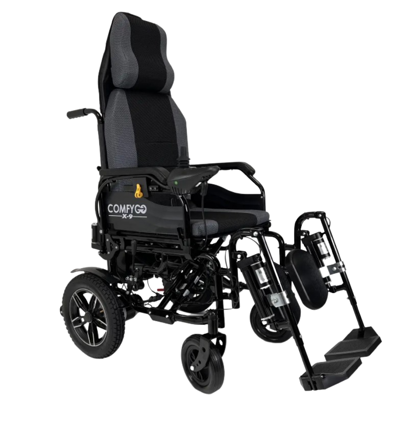 ComfyGO X-9 Electric Wheelchair with Automatic Recline 10 Mile Range New
