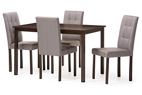 Baxton Studio Andrew 5PC Grey 9-Grids Dining Set, Gray