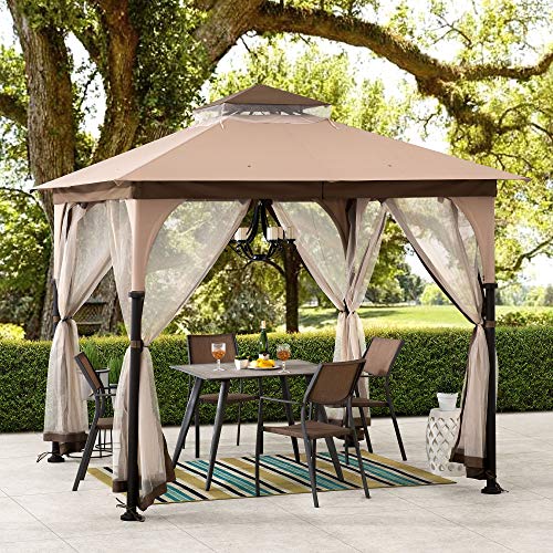 Sunjoy Shelby 9.5x9.5 ft. 2-Tone Steel Gazebo, Tan and Brown