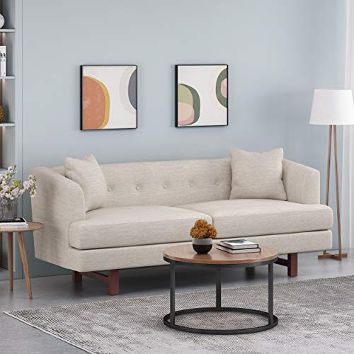Christopher Knight Home Mableton 3 Seater Sofa, Beige + Espresso