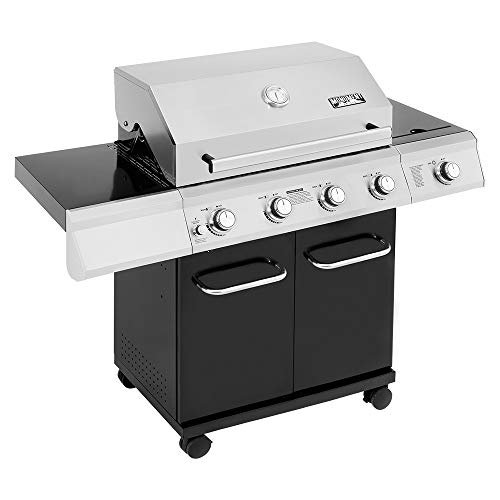 Monument Grills 13478 4-Burner Propane Gas Grill in Black with LED Controls and Side Burner