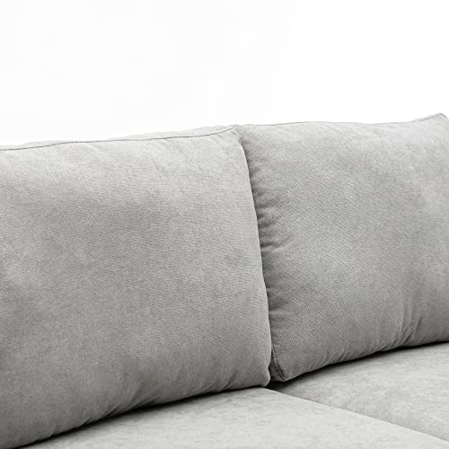 Living Room Furniture, Convertible L-Shaped Small Sectional Sofa, Yoglad Couch Lounge Chaise Reversible Corner Sofa with Side Pocket Storage Ottoman (73 Inch, Grey)