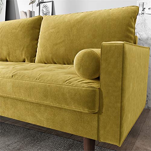Kingway Furniture Velvet Genoa Living Room Loveseat in Goldenrod