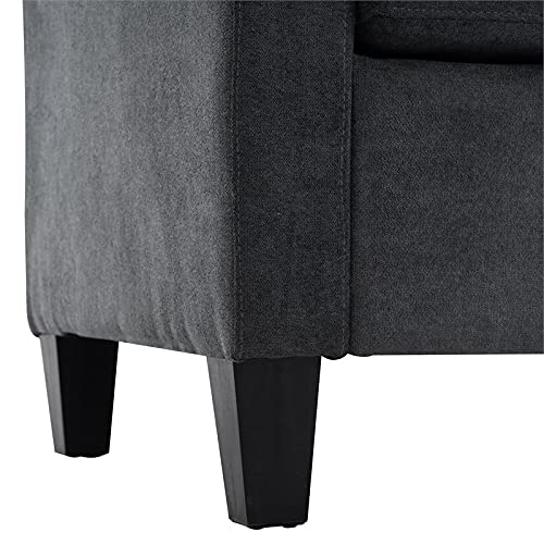 Devion Furniture Transitional Style Sectional Sofa in Dark Gray Polyester Fabric, 50