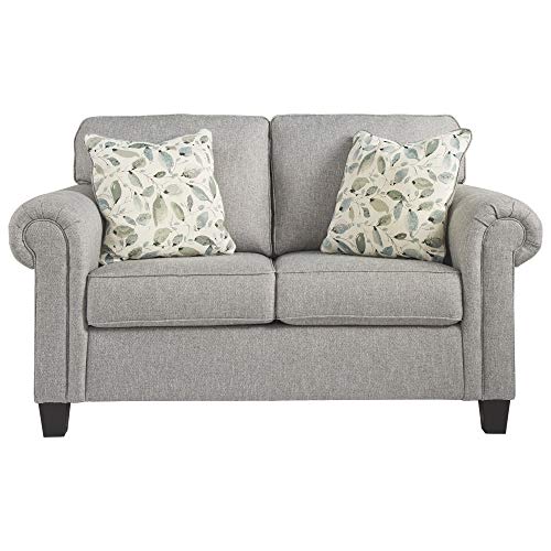 Signature Design by Ashley Alandari Upholstered Loveseat with 2 Accent Pillows, Gray