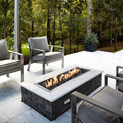 Stanbroil Rect Drop-in Fire Pit Pan w/H-Burner Installed, 304 Series SS, 48 by 14-Inch