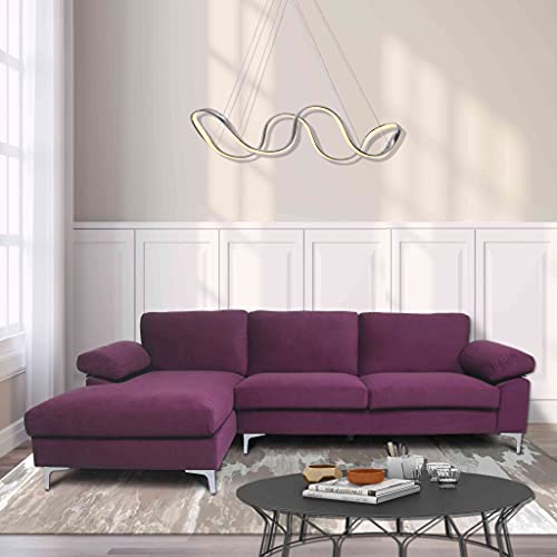 Tulib Modern Velvet Sectional Sofa, L-Shape Corner Couch with Extra Wide Chaise Lounge, Left Hand Facing, for Family Living Room(Purple)