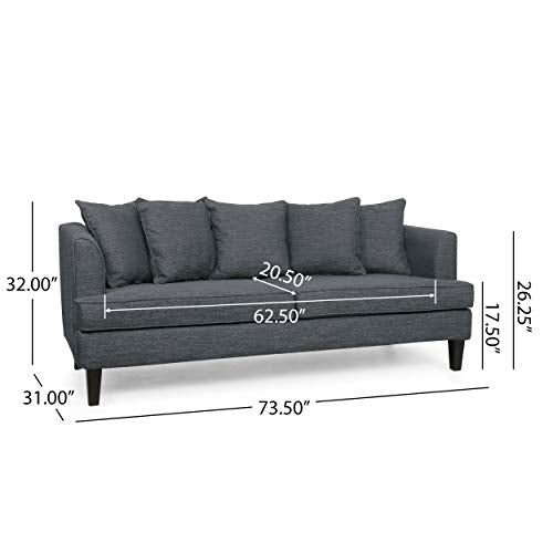 Christopher Knight Home Fairburn 3 Seater Sofa, Charcoal + Espresso
