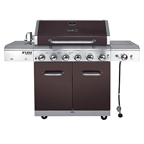 Nexgrill Industries 720-0896E Deluxe 6-Burner Propane Gas Grill in Mocha with Ceramic Searing Side Burner