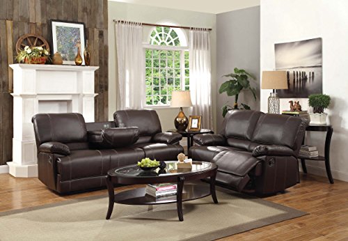 Homelegance Faux Leather Double Reclining Sofa, Brown